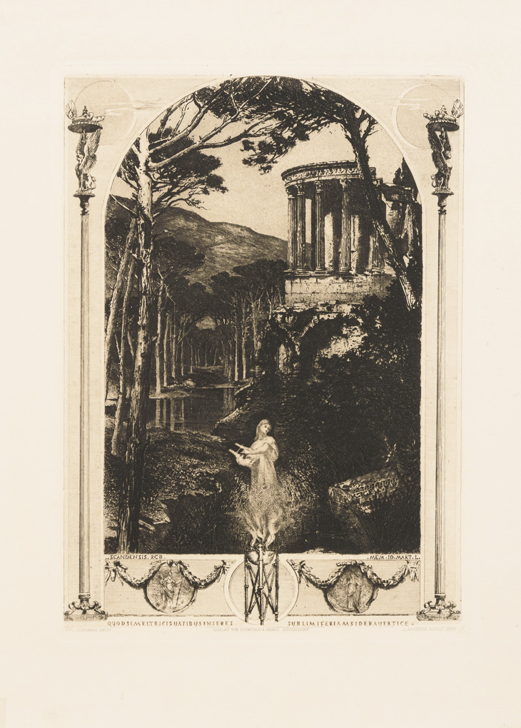 Wassernymphe mit Lyra vor dem Vestatempel von Tivoli